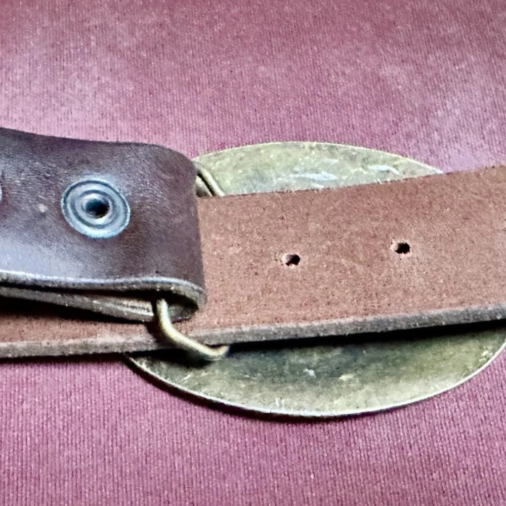 western • leather belt brass interchangeable buckle cowboy horse vintage-style - Picture 4 of 6